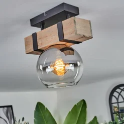 hofstein Plafonnier - Verre Montgomery Écru, Noir, 1 lumière