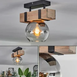 hofstein Plafonnier - Verre Montgomery Écru, Noir, 1 lumière