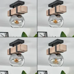 hofstein Plafonnier - Verre Montgomery Écru, Noir, 1 lumière