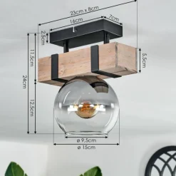 hofstein Plafonnier - Verre Montgomery Écru, Noir, 1 lumière
