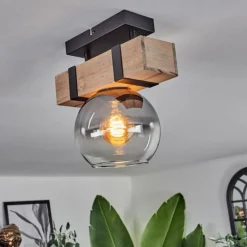 hofstein Plafonnier - Verre Montgomery Écru, Noir, 1 lumière