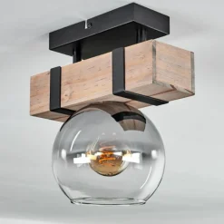 hofstein Plafonnier - Verre Montgomery Écru, Noir, 1 lumière