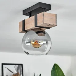 hofstein Plafonnier - Verre Montgomery Écru, Noir, 1 lumière