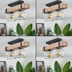 hofstein Plafonnier - Verre Montgomery Écru, Noir, 2 lumières