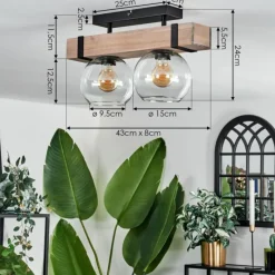 hofstein Plafonnier - Verre Montgomery Écru, Noir, 2 lumières