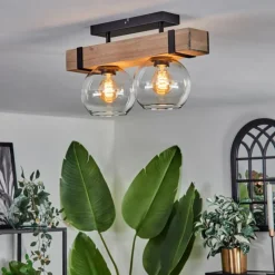 hofstein Plafonnier - Verre Montgomery Écru, Noir, 2 lumières