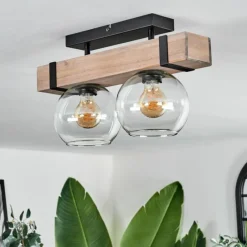 hofstein Plafonnier - Verre Montgomery Écru, Noir, 2 lumières