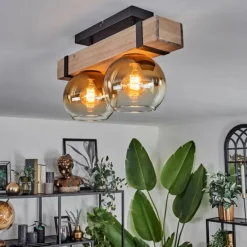 Lampes Dorées-hofstein Plafonnier - Verre Montgomery Écru, Noir, 2 lumières