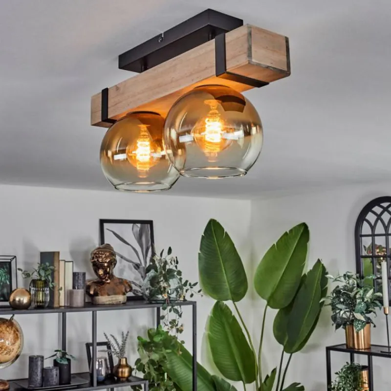 Lampes Dorées-hofstein Plafonnier - Verre Montgomery Écru, Noir, 2 lumières