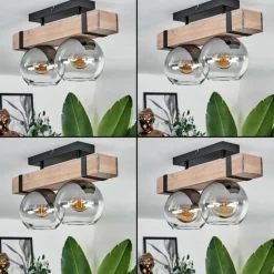 hofstein Plafonnier - Verre Montgomery Écru, Noir, 2 lumières