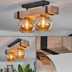 hofstein Plafonnier - Verre Montgomery Écru, Noir, 2 lumières