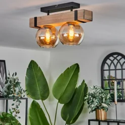 hofstein Plafonnier - Verre Montgomery Écru, Noir, 2 lumières