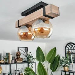 hofstein Plafonnier - Verre Montgomery Écru, Noir, 2 lumières