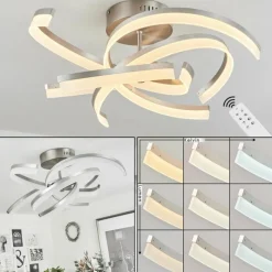 hofstein Plafonnier Vignats LED Nickel mat, 4 lumières, Télécommandes