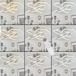 hofstein Plafonnier Vignats LED Nickel mat, 4 lumières, Télécommandes