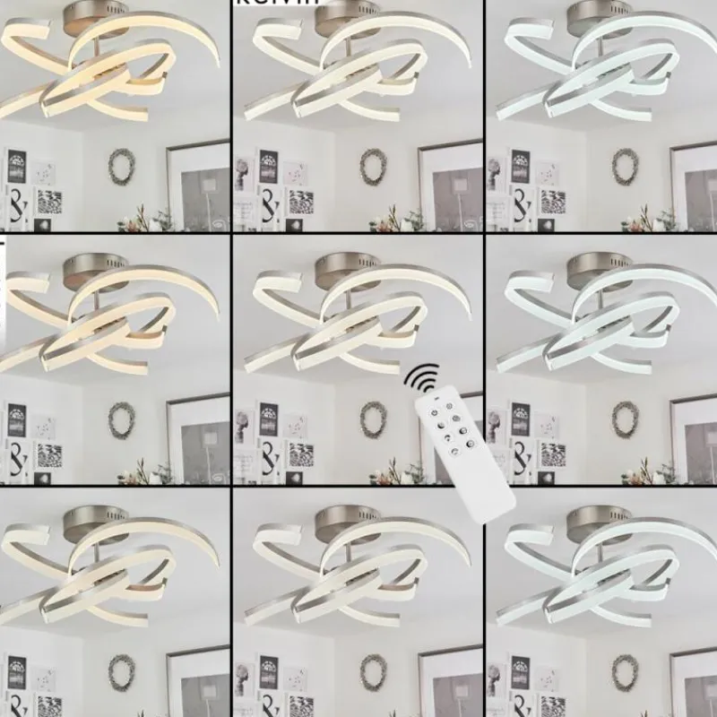 hofstein Plafonnier Vignats LED Nickel mat, 4 lumières, Télécommandes