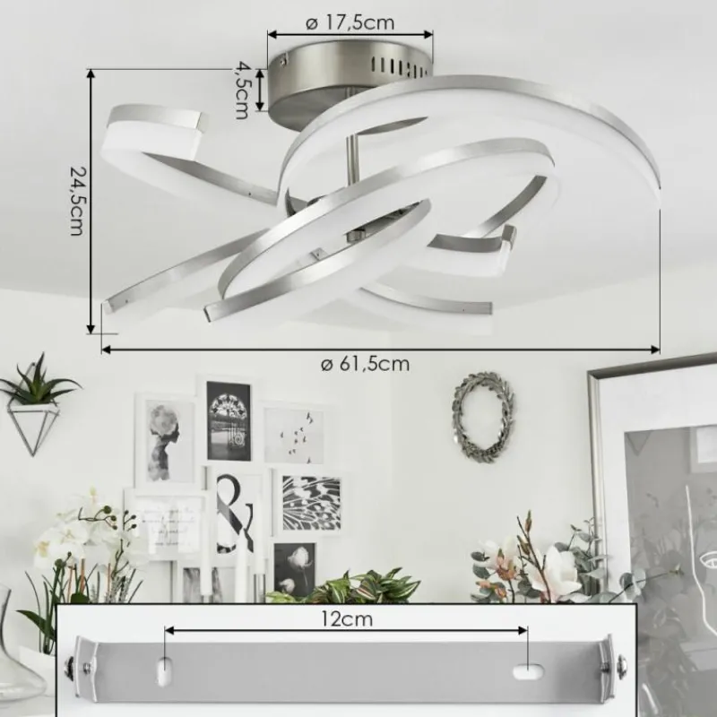 hofstein Plafonnier Vignats LED Nickel mat, 4 lumières, Télécommandes