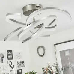hofstein Plafonnier Vignats LED Nickel mat, 4 lumières, Télécommandes