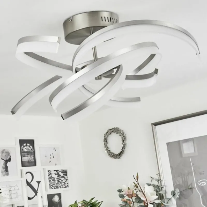 hofstein Plafonnier Vignats LED Nickel mat, 4 lumières, Télécommandes