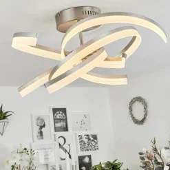 hofstein Plafonnier Vignats LED Nickel mat, 4 lumières, Télécommandes