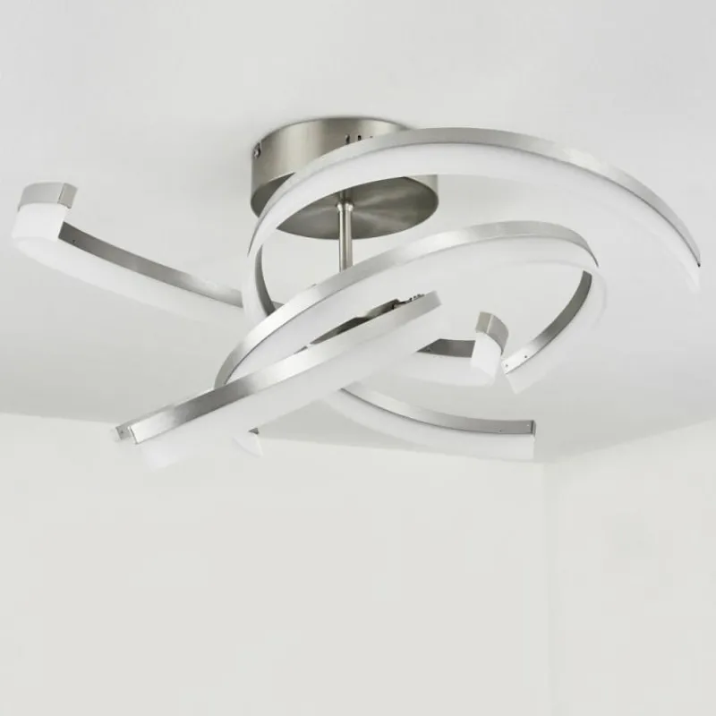 hofstein Plafonnier Vignats LED Nickel mat, 4 lumières, Télécommandes