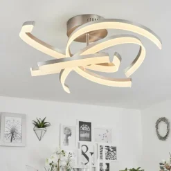 hofstein Plafonnier Vignats LED Nickel mat, 4 lumières, Télécommandes