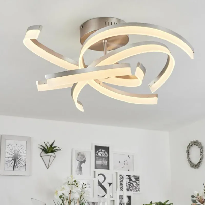 hofstein Plafonnier Vignats LED Nickel mat, 4 lumières, Télécommandes