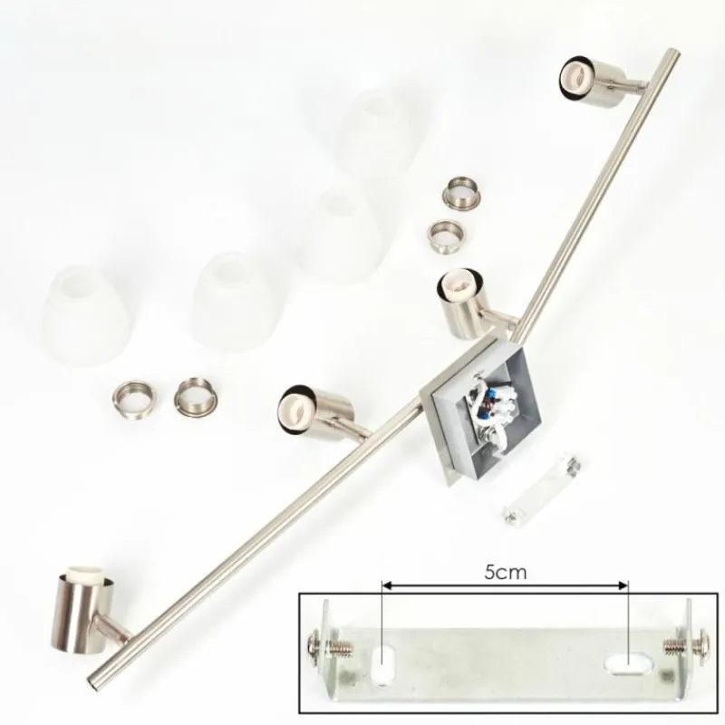 hofstein Plafonnier Villaseca LED Nickel mat, 4 lumières