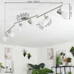 hofstein Plafonnier Villaseca LED Nickel mat, 6 lumières