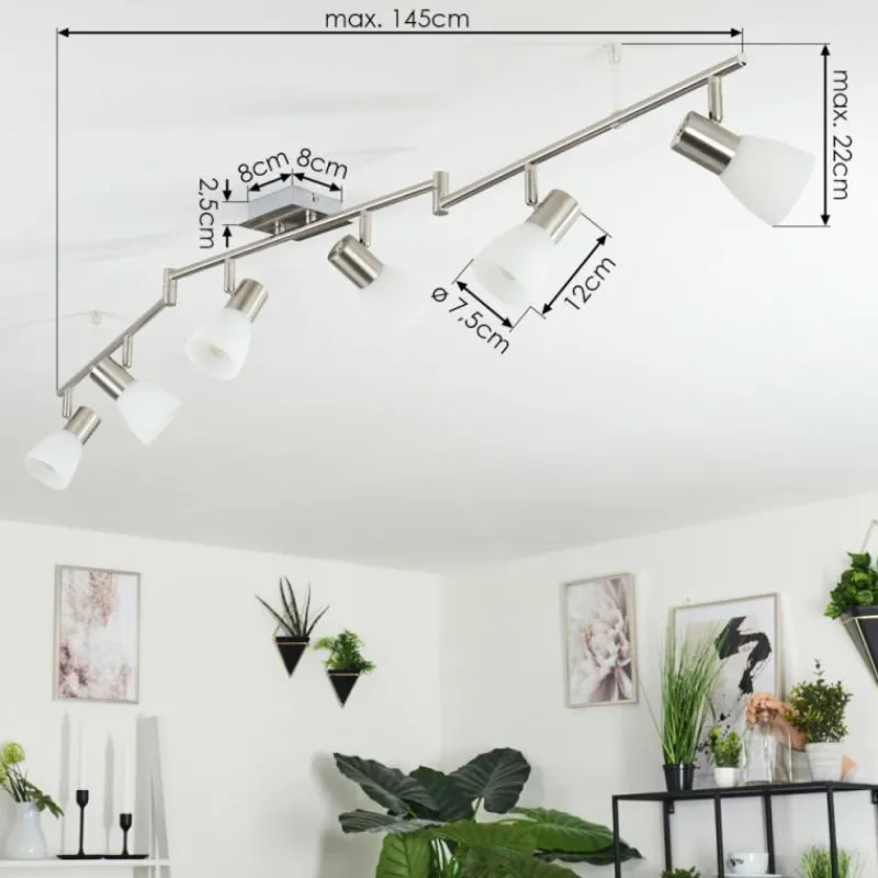 hofstein Plafonnier Villaseca LED Nickel mat, 6 lumières