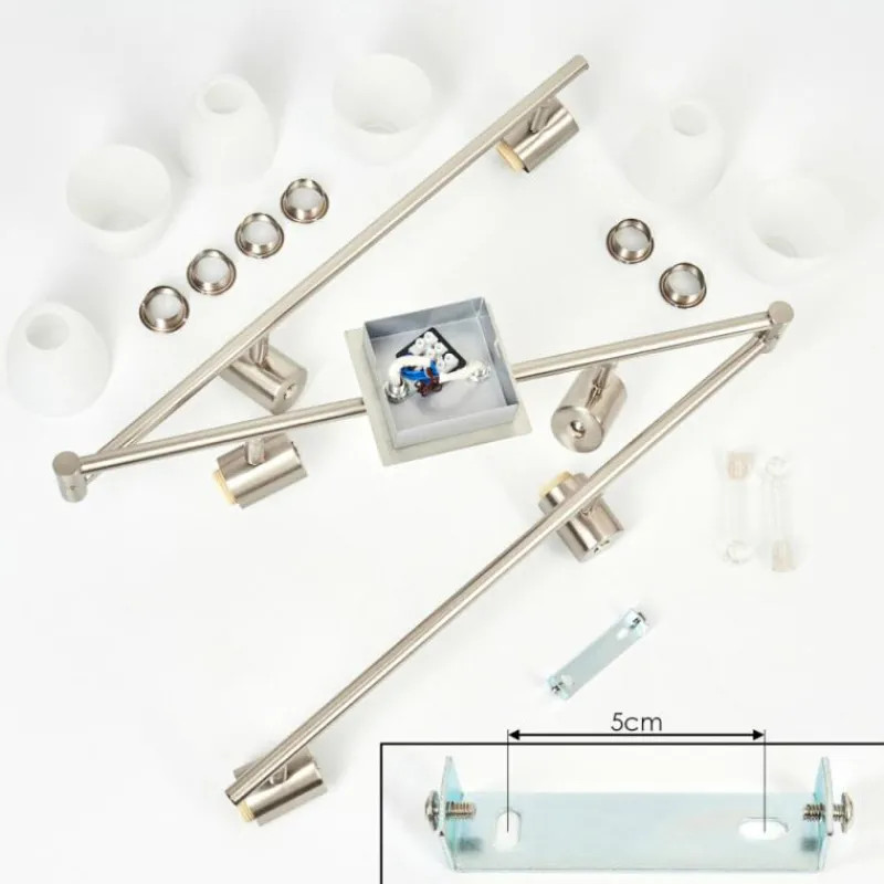 hofstein Plafonnier Villaseca LED Nickel mat, 6 lumières