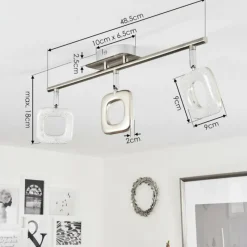 hofstein Plafonnier Villenauxe LED Chrome, Nickel mat, 3 lumières* Spots Et Projecteurs