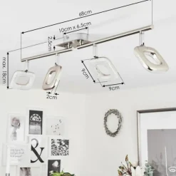 hofstein Plafonnier Villenauxe LED Chrome, Nickel mat, 4 lumières