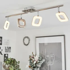 hofstein Plafonnier Villenauxe LED Chrome, Nickel mat, 4 lumières