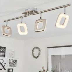 hofstein Plafonnier Villenauxe LED Chrome, Nickel mat, 4 lumières