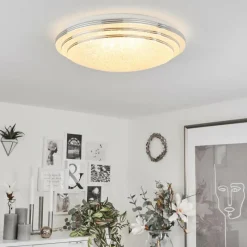 hofstein Plafonnier Villeveyrac LED Blanc, 1 lumière, Télécommandes