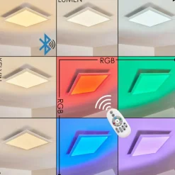 hofstein Plafonnier Voisines LED Blanc, 1 lumière, Télécommandes, Changeur de couleurs