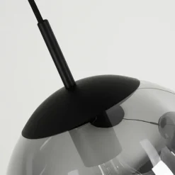 Suspension Verre Fumé-hofstein Plafonnier Voluntad Noir, 3 lumières