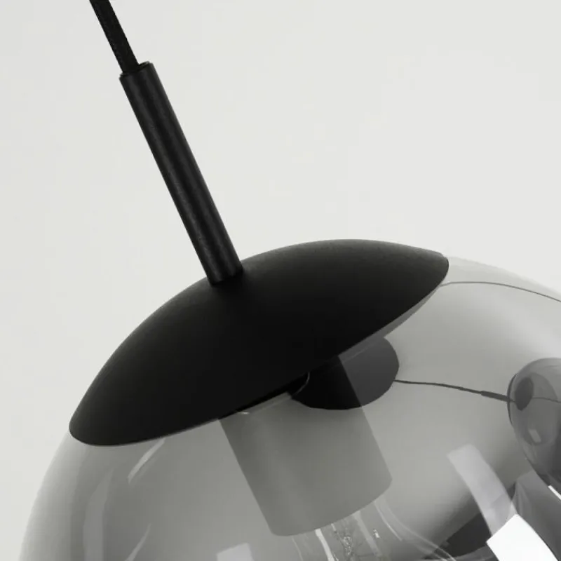 Suspension Verre Fumé-hofstein Plafonnier Voluntad Noir, 3 lumières