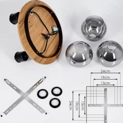 Suspension Verre Fumé-hofstein Plafonnier Vouhet Brun, Couleur bois, Noir, 3 lumières