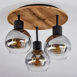 Suspension Verre Fumé-hofstein Plafonnier Vouhet Brun, Couleur bois, Noir, 3 lumières