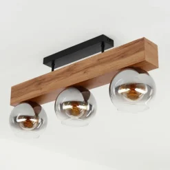 Luminaires Scandinaves-hofstein Plafonnier Vouhet Brun, Couleur bois, Noir, 3 lumières