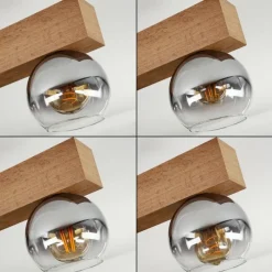 Suspension Verre Fumé-hofstein Plafonnier Vouhet Brun, Couleur bois, Noir, 4 lumières