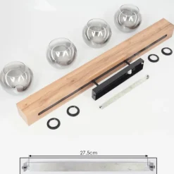 Suspension Verre Fumé-hofstein Plafonnier Vouhet Brun, Couleur bois, Noir, 4 lumières