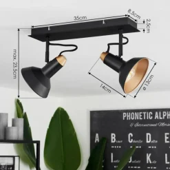 hofstein Plafonnier Vouzy Noir, 2 lumières