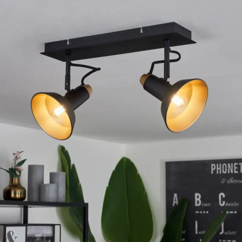 hofstein Plafonnier Vouzy Noir, 2 lumières