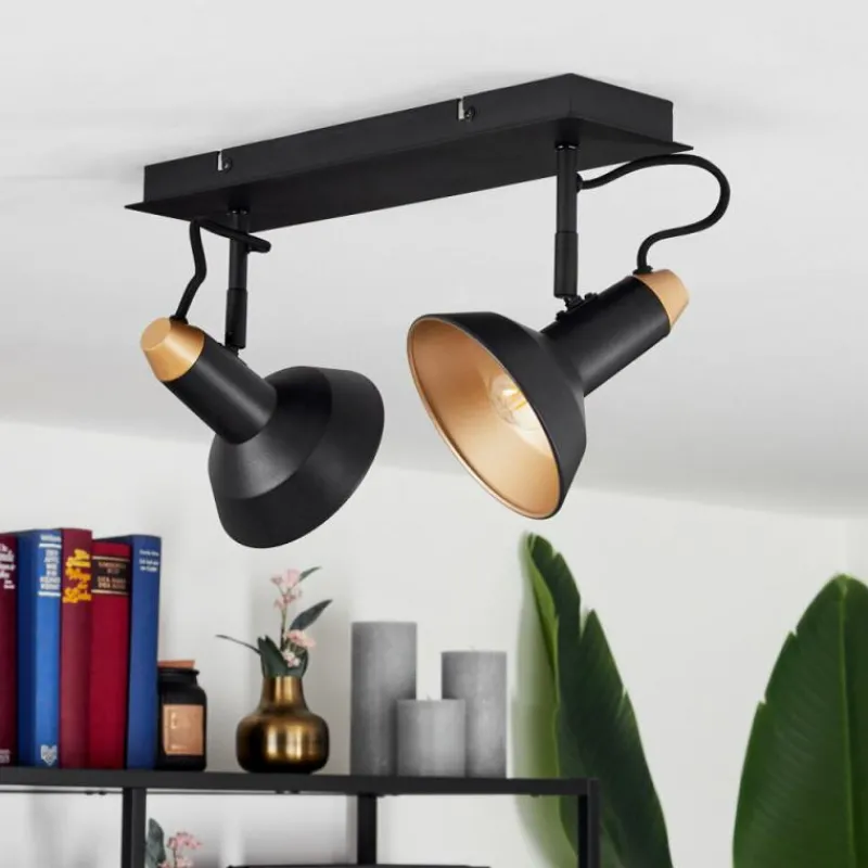 hofstein Plafonnier Vouzy Noir, 2 lumières