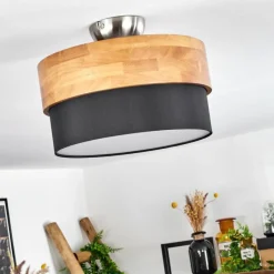 Lampes En Tissu-hofstein Plafonnier Vrolle Bois clair, Nickel mat, 2 lumières