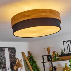 Lampes En Tissu-hofstein Plafonnier Vrolle Bois clair, Nickel mat, 3 lumières