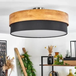 Lampes En Tissu-hofstein Plafonnier Vrolle Bois clair, Nickel mat, 3 lumières